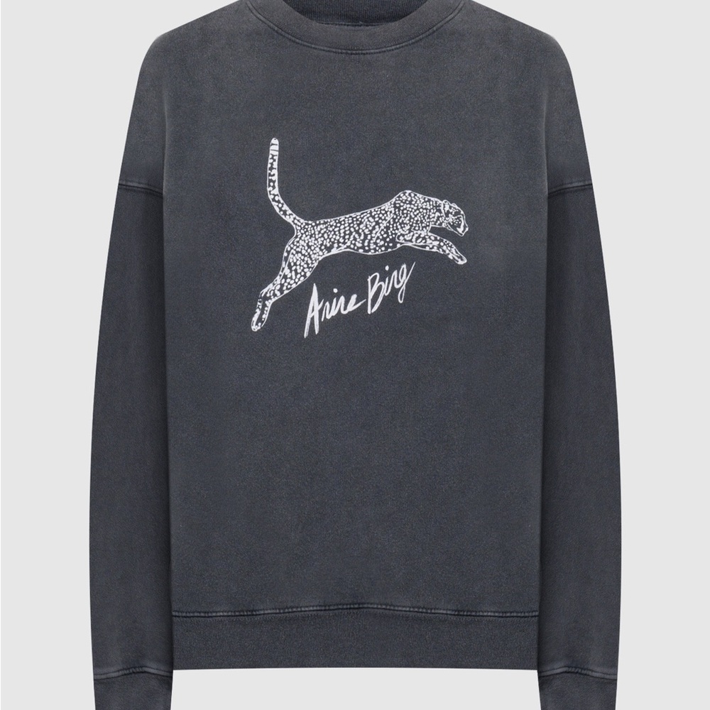Anine Bing Charcoal Sweatshirt with Graphic Design